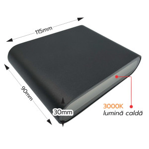 Aplica LED de exterior extra-plata, 6W=40W, 3000K, lumina calda, 540Lm, IP65