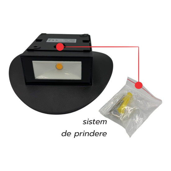 Aplica De Perete Eris 7W, 3000k, Lumina Calda IP65