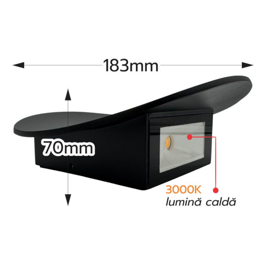 Aplica De Perete Eris 7W, 3000k, Lumina Calda IP65