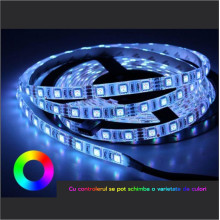 Banda LED RGB, IP20, 12V, 14.4W/M, 60 LED/M, 5050 - rola 5 m