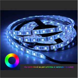 Banda LED RGB, IP20, 12V, 14.4W/M, 60 LED/M, 5050 - rola 5 m Banda LED RGB, IP20, 12V, 14.4W/M, 60 LED/M, 5050 - rola 5 m