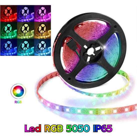 Banda LED RGB, IP65, 12V, 14.4W/M, 60 LED/M, 5050 - rola 5 m Banda LED RGB, IP65, 12V, 14.4W/M, 60 LED/M, 5050 - rola 5 m