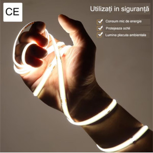 Banda LED COB 320LED/m 12W/m IP20 2700K 24V PCB 8mm - (5m/rola)