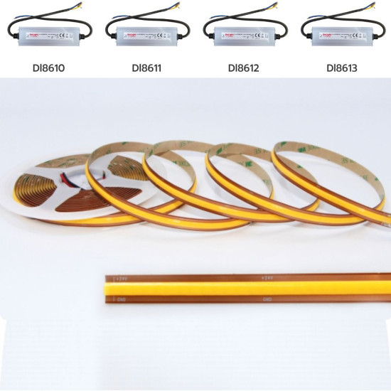 BANDA LED COB 480 LED/m 12W/m 2700K 24V IP67 (5m/rola) PCB 8mm