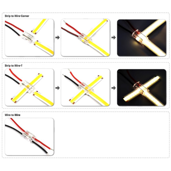 Conector rapid multifuncțional 9 în 1 pentru bandă LED de 8 mm cu 2 fire