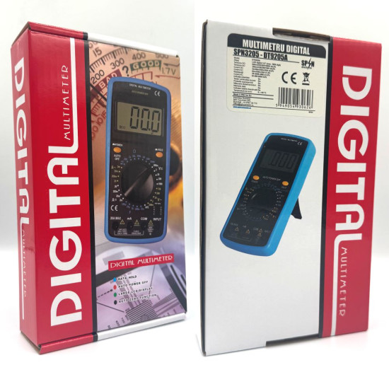 Multimetru digital, afisaj electronic carcasa rezistenta la socuri DT9205A