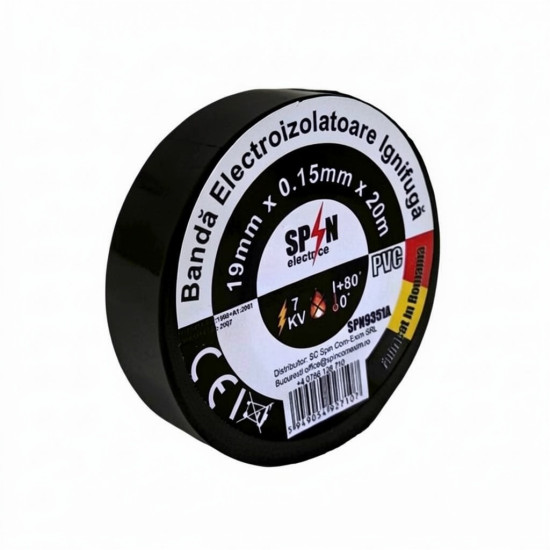 Banda Izolier Ignifuga 19X0.15mm 20M Neagra Banda Izolier Ignifuga 19X0.15mm 20M Neagra