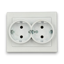 Priza Schuko dubla , contact de protectie, 250V~, 16A, 50Hz, IP20