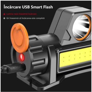 Lanterna led de cap cu acumulator 3W cu incarcare USB