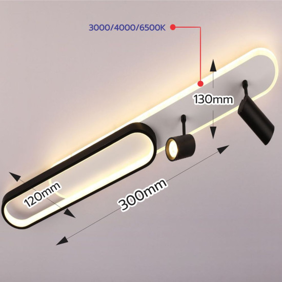 Lustra Led Neagra cu doua spoturi Carina 85w/4200lm 3000k/4000k/6500k cu Telecomanda