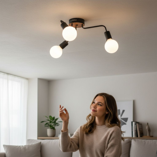 LUSTRA AHTAPOT NEGRU 3XE27 60W