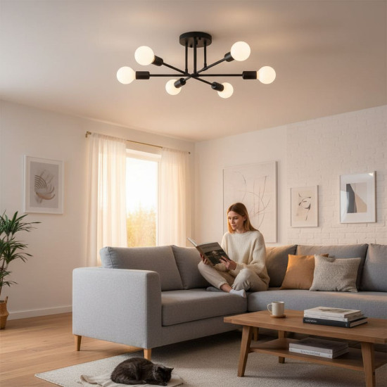 LUSTRA ASTRA NEGRU 6XE27 42W 700X200mm