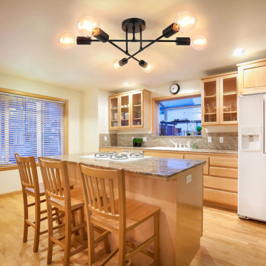 LUSTRA ASTRA NEGRU 6XE27 42W 700X200mm