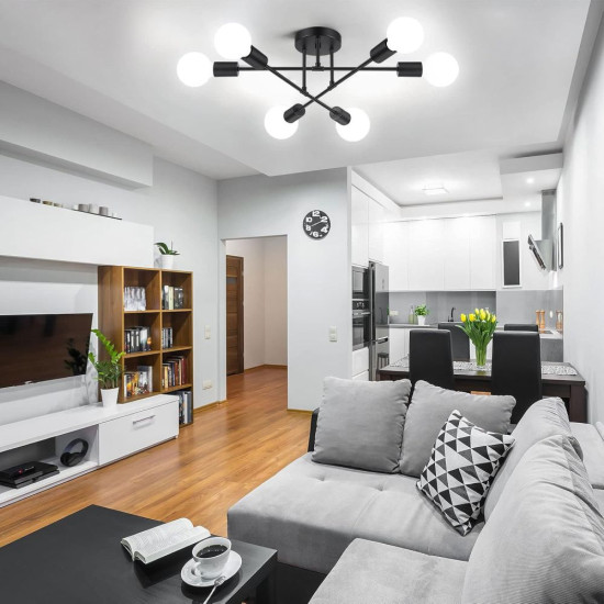 LUSTRA ASTRA NEGRU 6XE27 42W 700X200mm