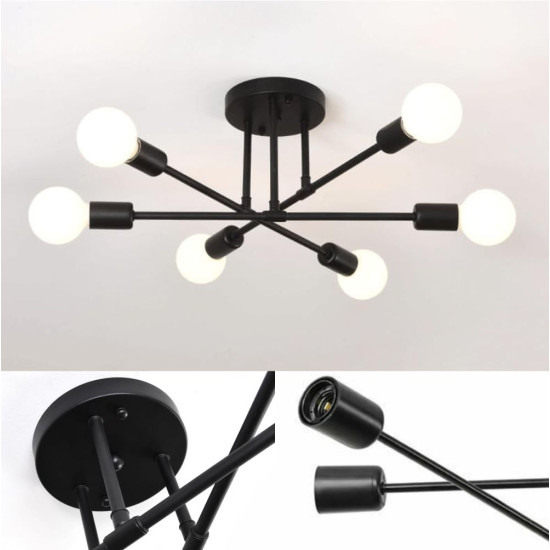 LUSTRA ASTRA NEGRU 6XE27 42W 700X200mm