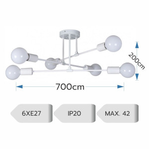 LUSTRA ASTRA ALBA 6XE27 42W 700X200mm
