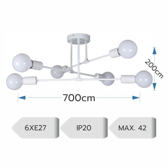 LUSTRA ASTRA ALBA 6XE27 42W 700X200mm