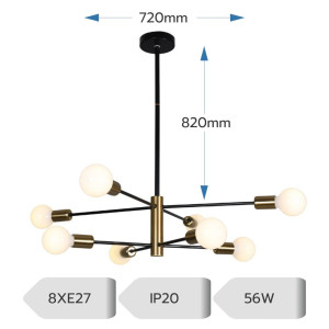 LUSTRA TAMIAS AURIU 8XE27 56W 820X720mm