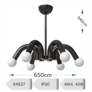 LUSTRA HESTER NEGRU 6XE27 42W 540X650mm