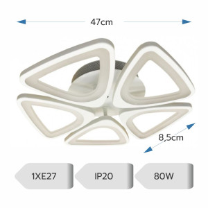 LUSTRA LED  80W CU 5 BRATE 3 CULORI+IR  470mm x 85mm