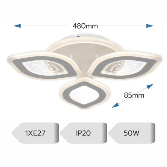 LUSTRA LED LIVING 50W 3 BRATE 3 CULORI+IR 480mm x 85