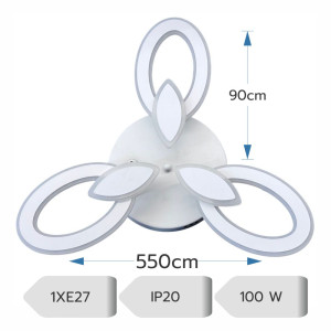 LUSTRA LED  LIVING 100W CU 3 BRATE 3 CULORI+IR 550mm x 90mm