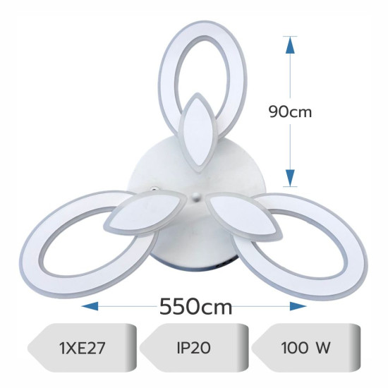LUSTRA LED  LIVING 100W CU 3 BRATE 3 CULORI+IR 550mm x 90mm