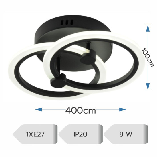 LUSTRA LED CERCURI 35W CU 2 BRATE 3 CULORI+IR 400mm x 100mm