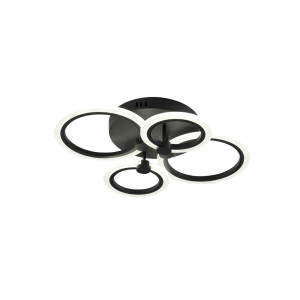 LUSTRA LED CERCURI NEAGRA 56W CU 4 BRATE 3 CULORI+IR 580mm x 90mm