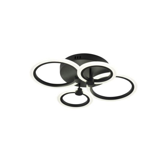 LUSTRA LED CERCURI NEAGRA 56W CU 4 BRATE 3 CULORI+IR 580mm x 90mm