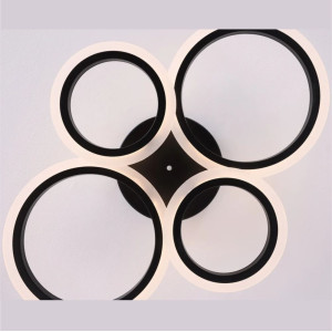 LUSTRA LED CERCURI NEAGRA 56W CU 4 BRATE 3 CULORI+IR 580mm x 90mm