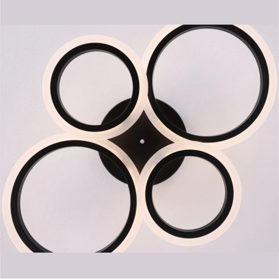 LUSTRA LED CERCURI NEAGRA 56W CU 4 BRATE 3 CULORI+IR 580mm x 90mm