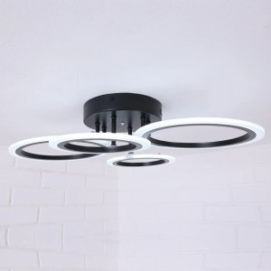 LUSTRA LED CERCURI NEAGRA 56W CU 4 BRATE 3 CULORI+IR 580mm x 90mm