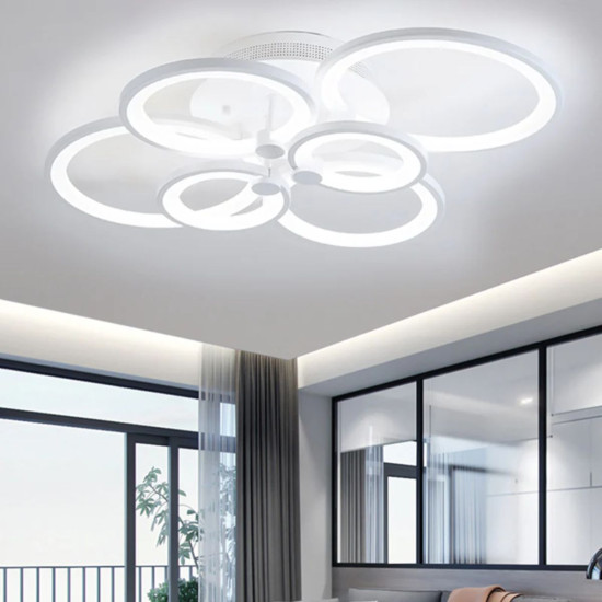 LUSTRA LED CERCURI 100W CU 6 BRATE 3 CULORI+IR 830mm x 140mm