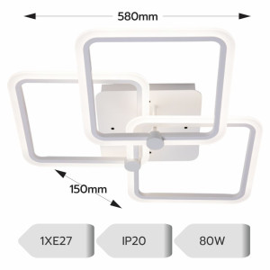 LUSTRA LED LIVING 80W CU 3 BRATE 3 CULORI+IR  580x150mm