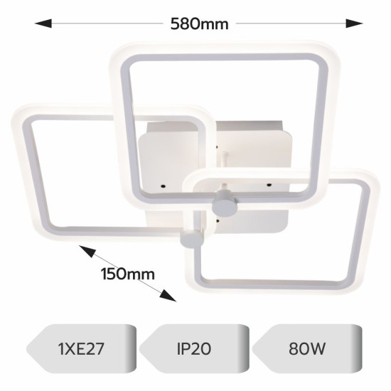 LUSTRA LED LIVING 80W CU 3 BRATE 3 CULORI+IR  580x150mm