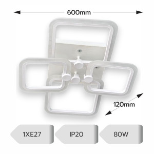 LUSTRA LED PATRATE 80W CU 4 BRATE 3 CULORI+IR 600x120mm