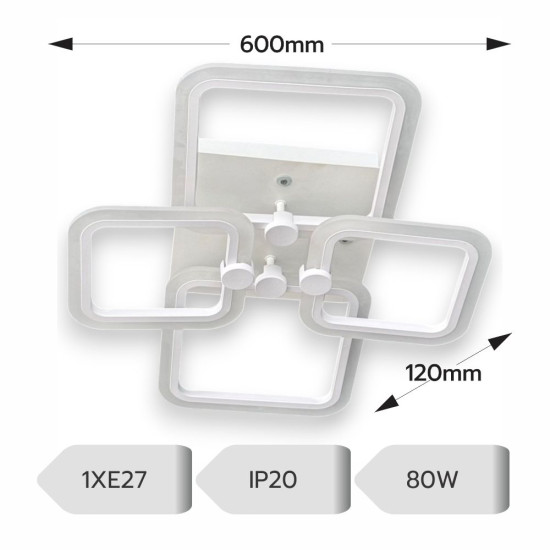 LUSTRA LED PATRATE 80W CU 4 BRATE 3 CULORI+IR 600x120mm