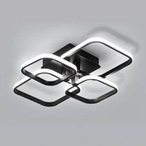 LUSTRA LED PATRATA NEAGRA 80W CU 4 BRATE 3 CULORI+IR 600x120mm