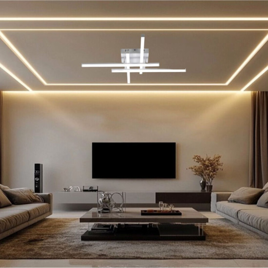 LUSTRA LED AXIS ALB 4 BRATE 50W 4580LM 700*700*100MM