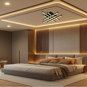 LUSTRA LED AXIS NEGRU 6 BRATE 90W 6080LM 800*800*100MM