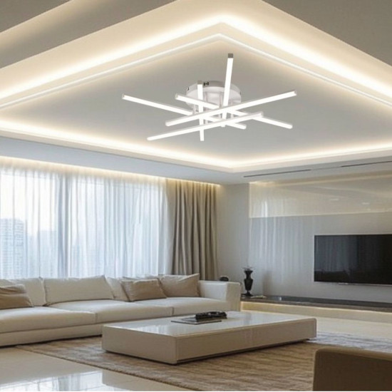 LUSTRA LED AXIS ALB 6 BRATE 88W 7800LM 800*600*190MM