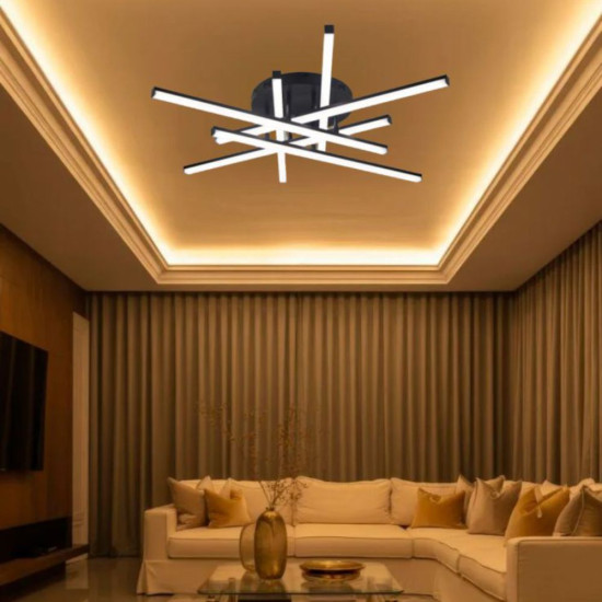 LUSTRA LED AXIS NEGRU 6 BRATE 88W 5900LM 800*600*190MM