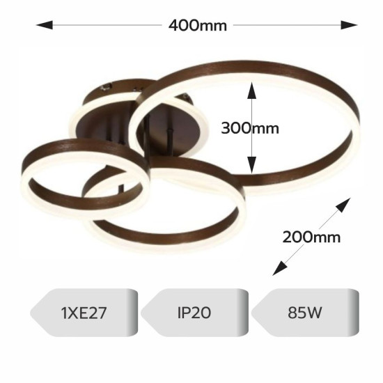 Lustra Led Dione 85w/4500lm 3000k/4000k/6500k cu Telecomanda 200+300+400mm