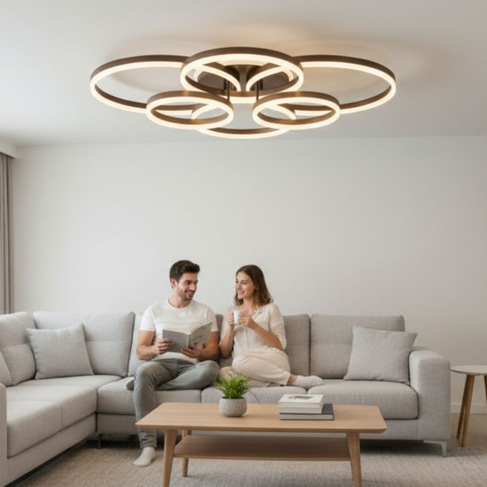 Lustra Led Dione 222w/9400lm 3000k/4000k/6500k cu Telecomanda 300*2+400*2+500*2mm