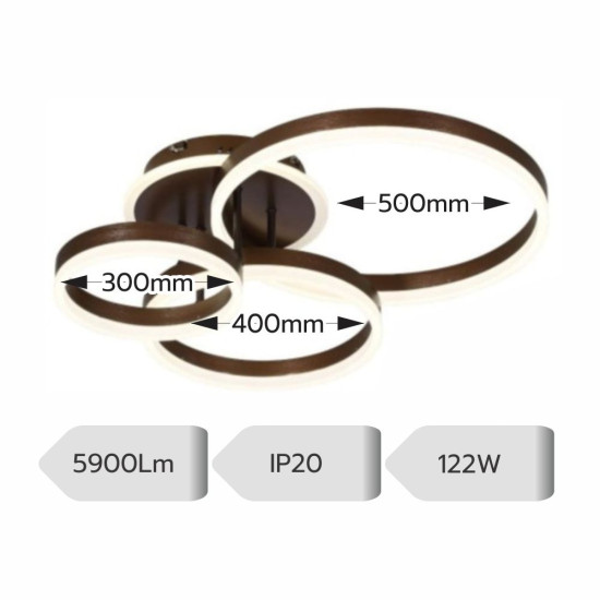 Lustra Led Eunomia 122w/5900lm 3000k/4000k/6500k cu Telecomanda 300+400+500mm