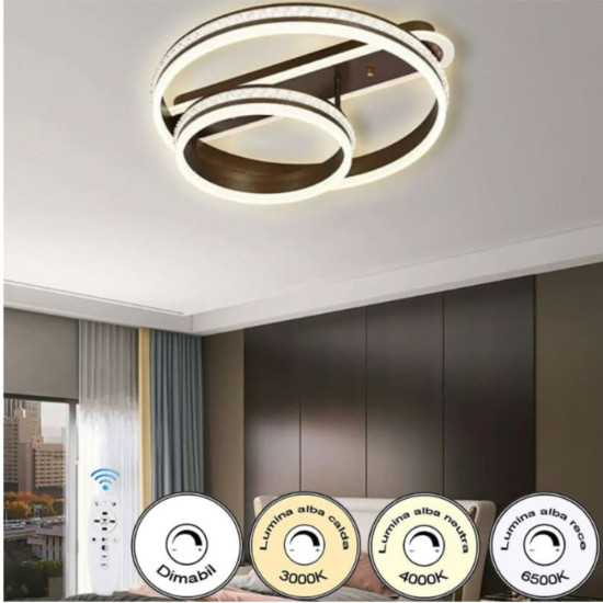 Lustra Led Egeria 150w/9100lm 3000k/4000k/6500k cu Telecomanda 300+500mm