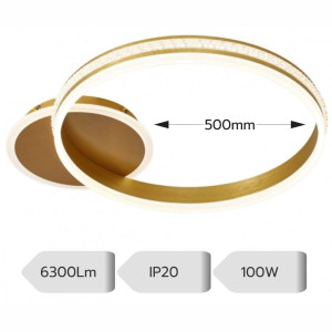 Lustra Led Hydra 100w/6300lm 3000k/4000k/6500k cu Telecomanda 500mm