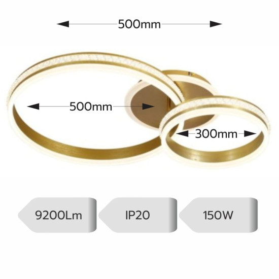 Lustra Led Hydra 150w/9200lm 3000k/4000k/6500k cu Telecomanda 300+500mm