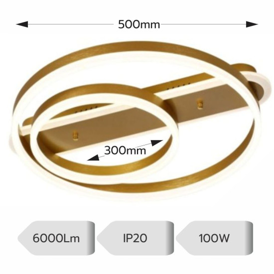 Lustra Led Themis 100w/6000lm 3000k/4000k/6500k cu Telecomanda 300+500mm